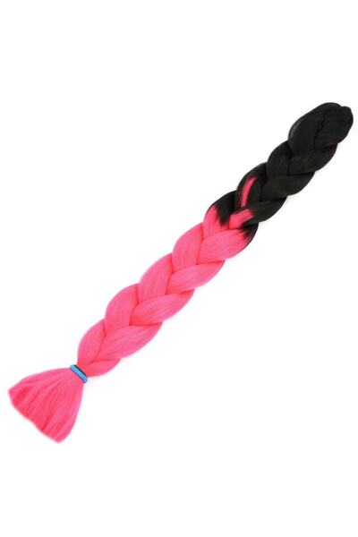 KONAK PERUK African Braiding Synthetic Ombreli Hair 100 Gr- Black / Neon Pink