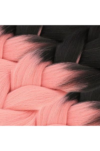 KONAK PERUK African Braiding Synthetic Ombreli Hair 100 Gr- Black / Powder Pink