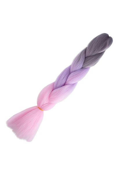 KONAK PERUK African Braid Ombreli Synthetic Hair 100 Gr- Soft Gray / Lilac / Pink