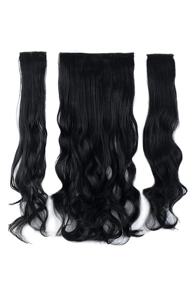 KONAK PERUK Black Synthetic Fiber - Wavy Half Moon and 2 Side Snaps