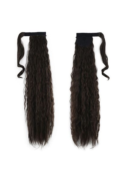 KONAK PERUK Light Brown Fluffy Wavy Tie-Up Ponytail
