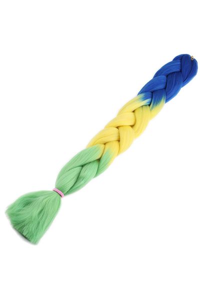 KONAK PERUK Synthetic Ombreli Hair For African Braid And Rasta - Navy Blue / Yellow / Pistachio Green