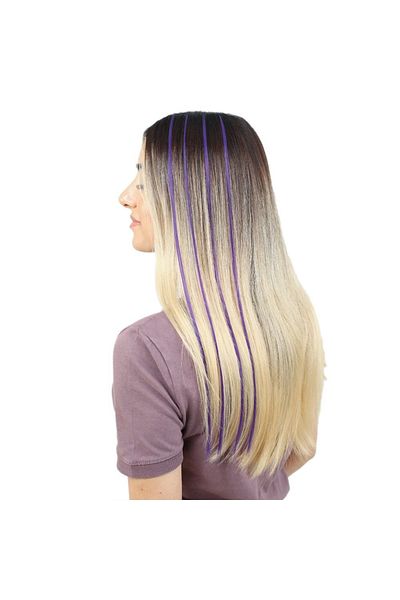 KONAK PERUK Ashy Purple Colored Synthetic Hair and Apparatus Set - 10 Pieces