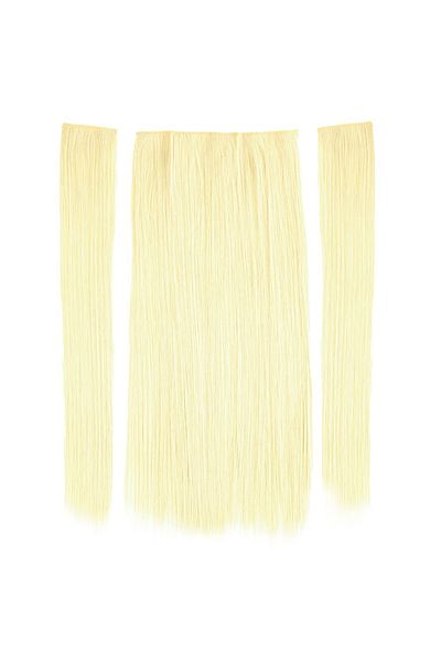 KONAK PERUK Platinum Fiber Synthetic Flat Half Moon and 2 Side Snaps Set