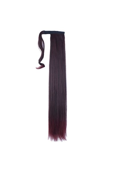 KONAK PERUK Dark Red Tied Straight Ponytail