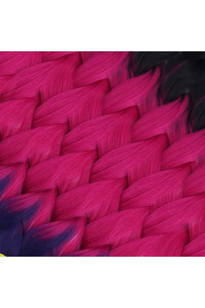KONAK PERUK Synthetic Ombreli Hair For African Braid And Rasta - Black / Fuchsia / Purple
