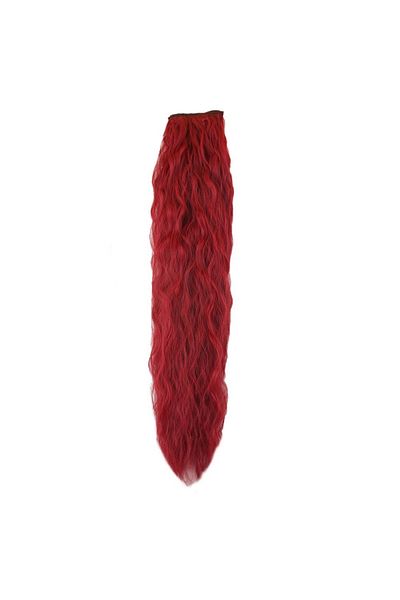 KONAK PERUK Red 8 Piece Fiber Synthetic Fluffy Wavy Snap