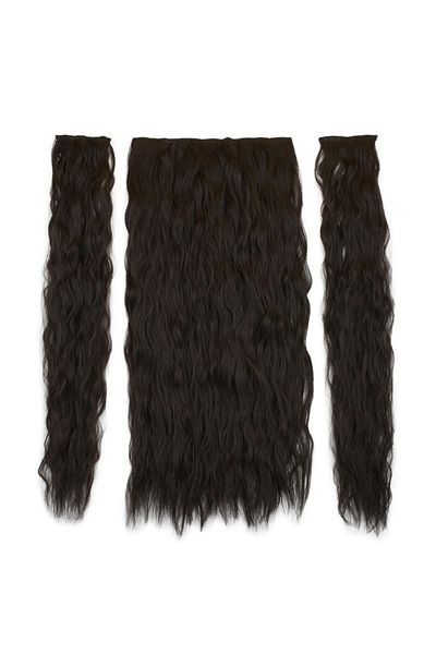 KONAK PERUK Synthetic Fiber - Half Moon and 2 Side Snaps Fluffy Wavy - Brown
