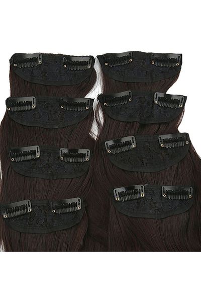 KONAK PERUK 8 Pieces Fiber Synthetic Wavy Snap - Dark Brown