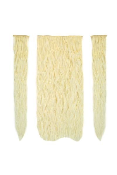 KONAK PERUK Fiber Synthetic Fluffy Wavy Half Moon + 2 Side Snaps - Light Platinum