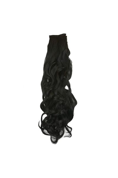 KONAK PERUK Fiber Synthetic Wavy 8 Piece Snaps - Black