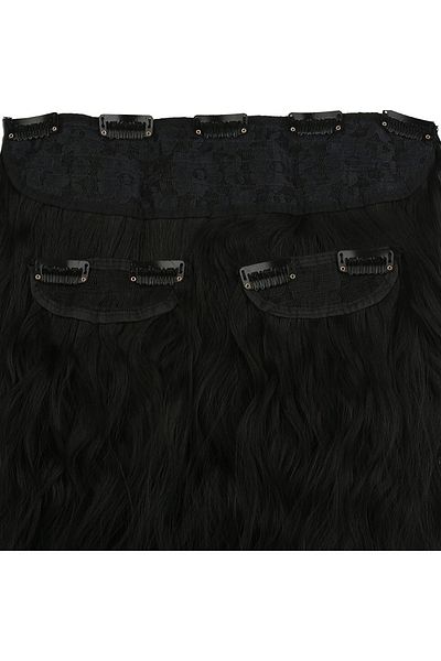 KONAK PERUK Half Moon Black Fiber Synthetic Fluffy - 2 Side Snaps Wavy
