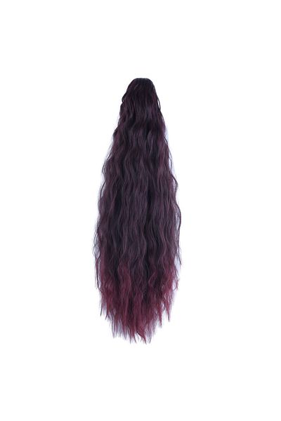 KONAK PERUK Fluffy Ponytail with Dark Red Buckle and Wave