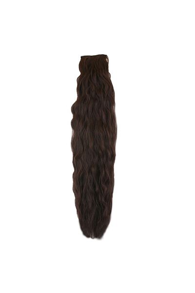 KONAK PERUK 8 Pieces Fiber Synthetic Wavy Fluffy Snap - Dark Brown