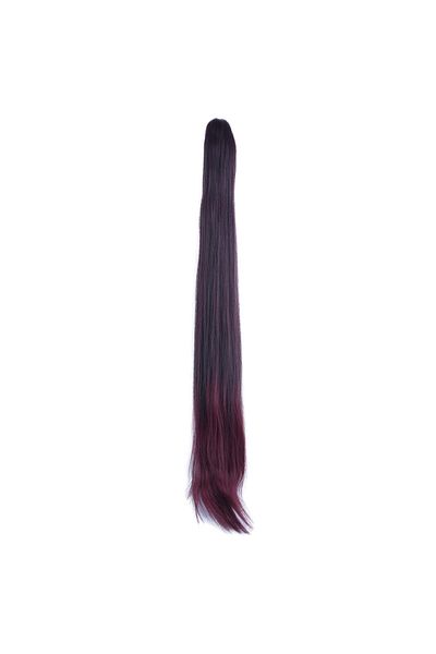 KONAK PERUK Dark Red Buckle Straight Ponytail