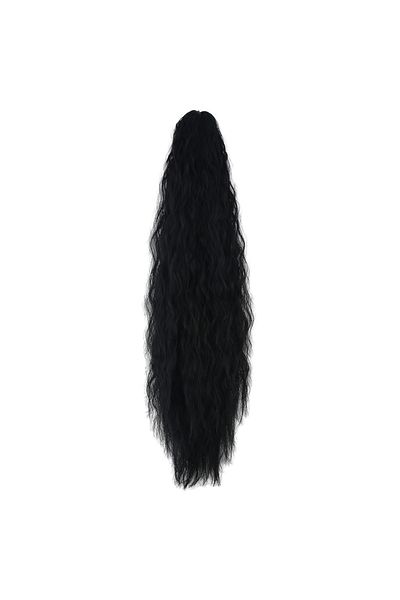 KONAK PERUK Black Buckle Fluffy Ponytail - Wavy