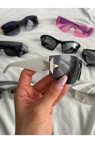 Planet Butik Cyber White Star Glasses