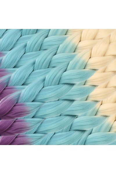 KONAK PERUK Ombreli Synthetic Hair For African Braid And Rasta - Platinum/Turquoise Blue/Light Purple