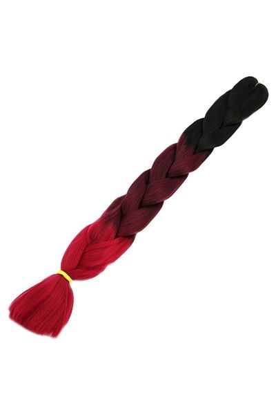 KONAK PERUK Synthetic Ombreli Hair For African Braid And Rasta - Black / Dark Red / Light Red
