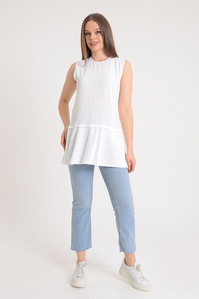 MaraSender Combed Fabric Pleated Zero Sleeve Underwear Tunic