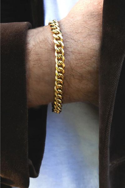 The Collection Gurmet Classic Tarnishable Gold Men's Steel Bracelet