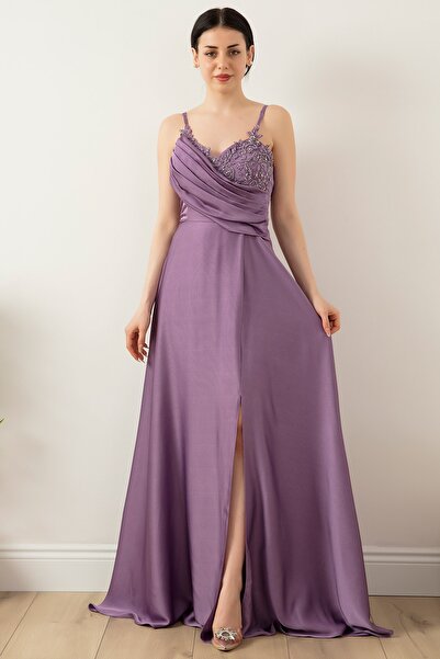 PULLIMM Σατέν κρεπ φόρεμα με λουράκι 13415