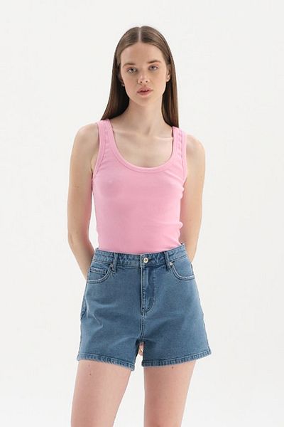 Dagi Pink Thick Strapped Ribbed Undershirt