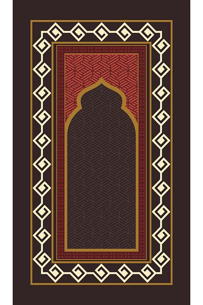 Rugs Modern Halı Black Floral Geometric Patterned Prayer Rug 70x120