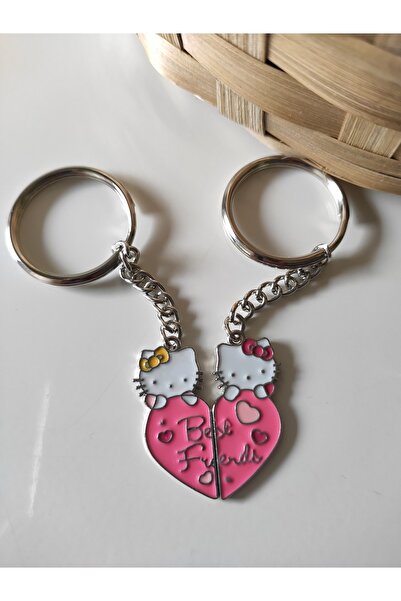 Esey Dizayn Hello Kitty Best Friends Çift Metal Anahtarlık