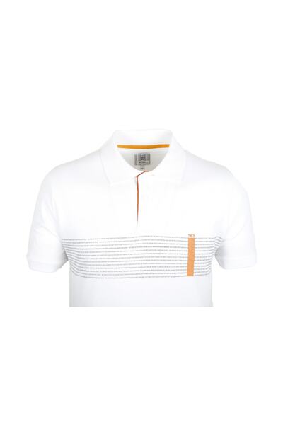 NCS Men's White Polo Collar Slim Fit Narrow Cut Printed 100% Cotton T-shirt Jeans 1124