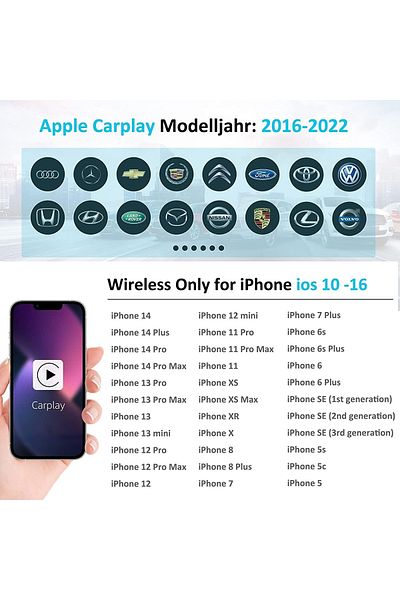 teknosepetim محول Carplay اللاسلكي للسيارة، توصيل وتشغيل دونجل USB-c للهواتف التي تعمل بنظام Android