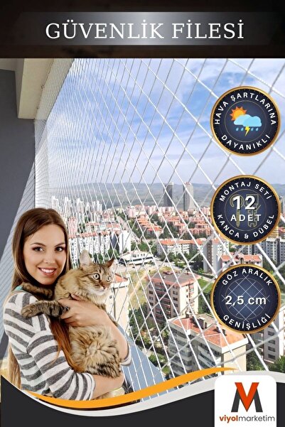 viyolmarketim Balkon Filesi 4x3 Metre Kuş Filesi Kedi Filesi Kuş Ağı Kuş Önle...