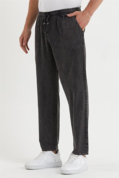 COOL TARZ Erkek Koyu Füme Regular Bağcıklı Keten Pantolon-crepe1479r08s