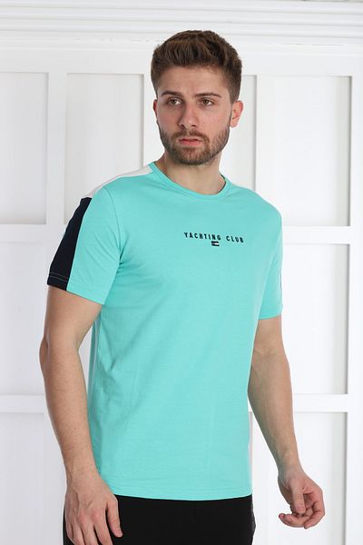 NEED LİFE Men's Dark Mint Crew Neck T-Shirt