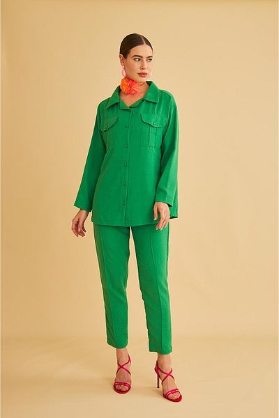 GREEN DOUBLE POCKET SHIRT AND TROUSER SET