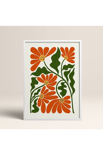 HOMEPACK Tablou cu rame din lemn alb Poster cu rame Decor artistic modern de perete (FLOWER226-WHITE-30X40)