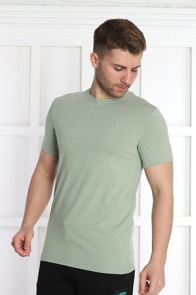 NEED LİFE Men's Green Need Printed Crew Neck T-Shirt