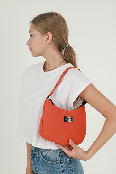 SHAKA Orange U34 Single Zipper Compartment Canvas Fabric Women's Daily Baguet...