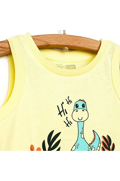 ebebek Hello Baby Basic Baby Boy Dino Printed Tank-Shorts Set Baby Boy