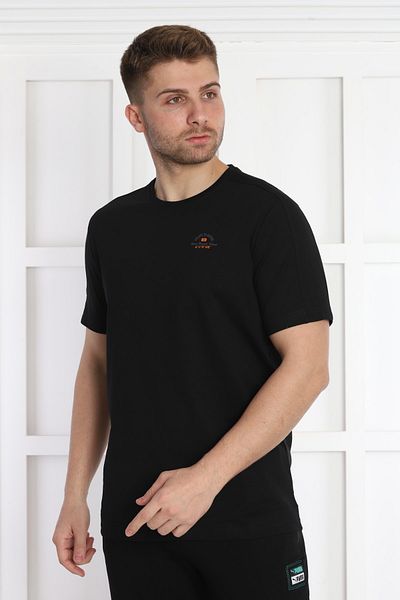 NEED LİFE Men's Black Need Printed Crew Neck T-Shirt