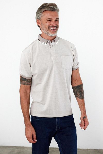 ENQUE Ανδρικό μπλουζάκι Basic Polo με κοντό μανίκι με τσέπη από απλό χάλκινο μπλουζάκι