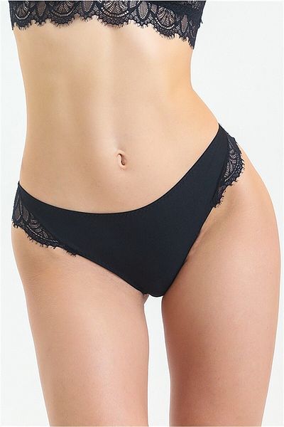 Magic Form 385 Women's Black Front Fabric, Lace Back Regular Panties