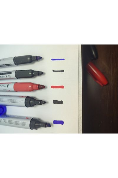 gördur (Set of 5) Parcel Pen 3 Pieces Flat Tips and 2 Pieces Cut Tips Non-Erasable Felt Tip Pens