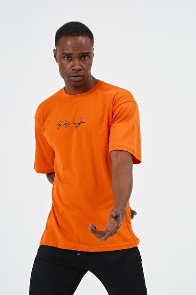 blausee wear Πορτοκαλί μπλουζάκια oversized ζευγαριών