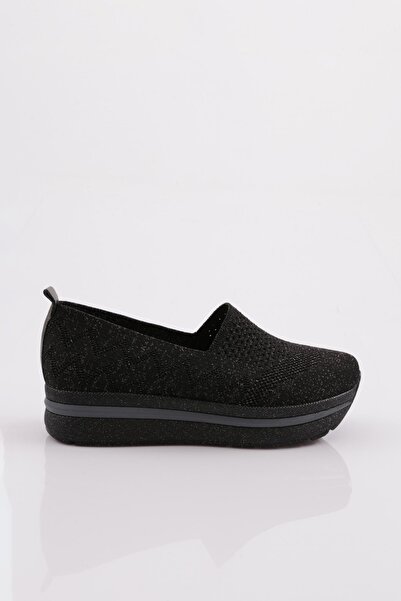 DGN Women's Patterned Comfort Shoes Black Glitter 8113294