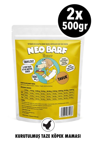 Havhav Kurutulmuş Taze Köpek Maması Tavuk 1 Kg Küçük, Orta, Büyük Tüm Irklar ...