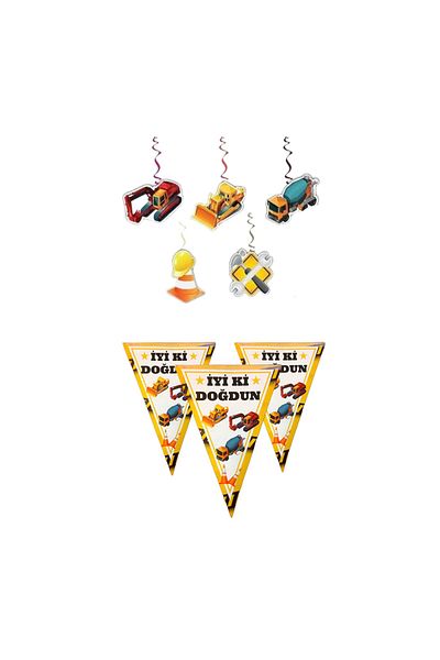 Happyland Construction Themed Birthday Concept Sets Construction Party Supplies 2 Piece Ornament Set -2
