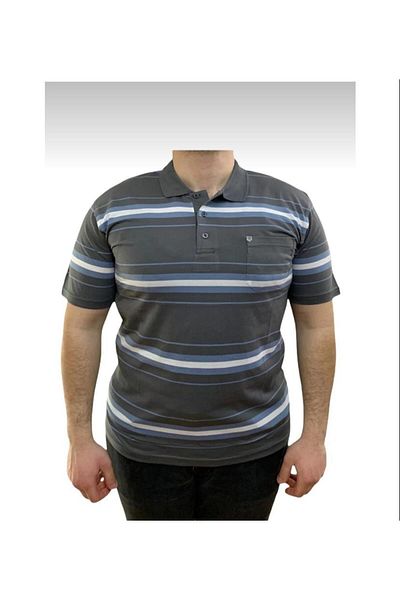 FATELLA MEN'S FATHER POCKET POLO NECK PATTERNED STRIPED COMFORTABLE FIT T-SHIRT