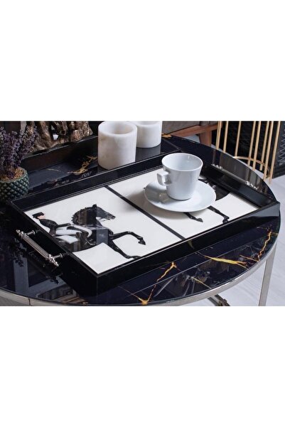 TabloLife Decorative Presentation Tray White Horses