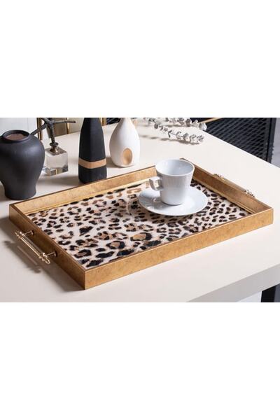 TabloLife Dekoratif Sunum Tepsisi Leopar Desenli